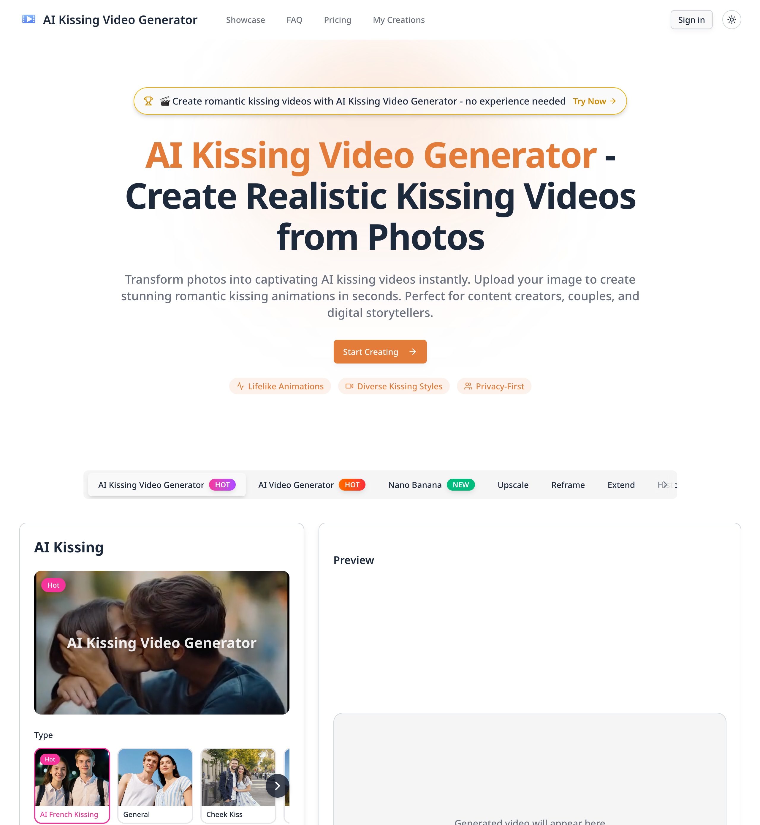 AI Kissing Video Generator - Create Realistic Kissing Videos