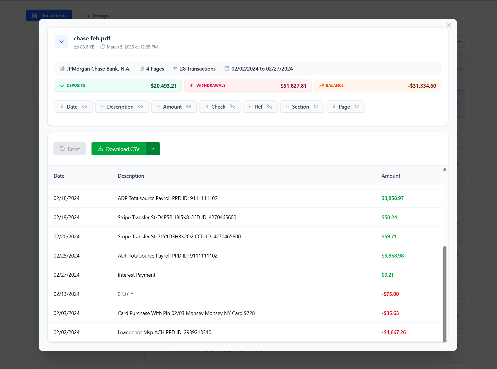ProcessBankStatement